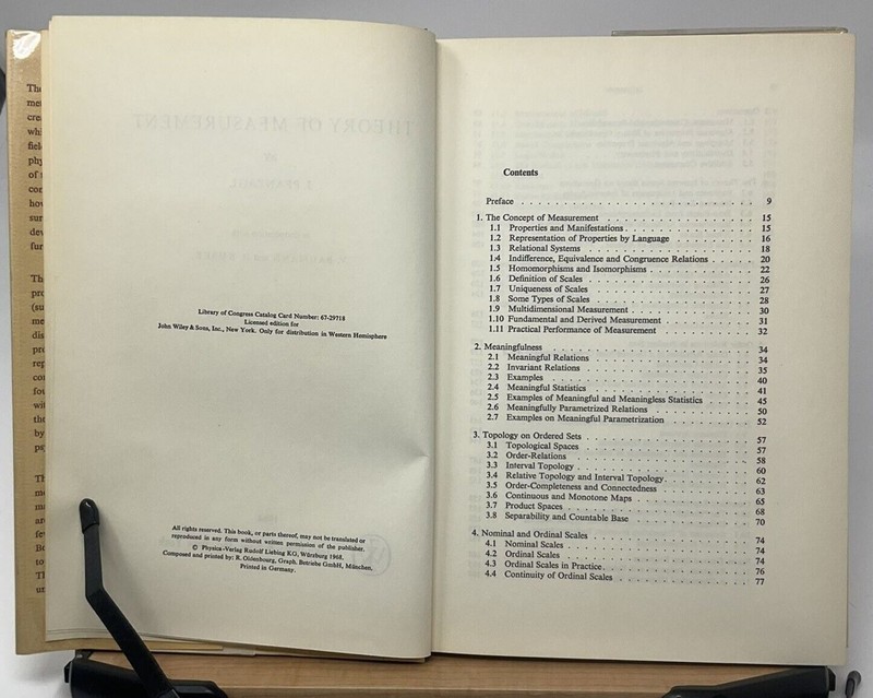 Theory of Measurement Pfanzagl 1968 1st American Edition E7 gallery