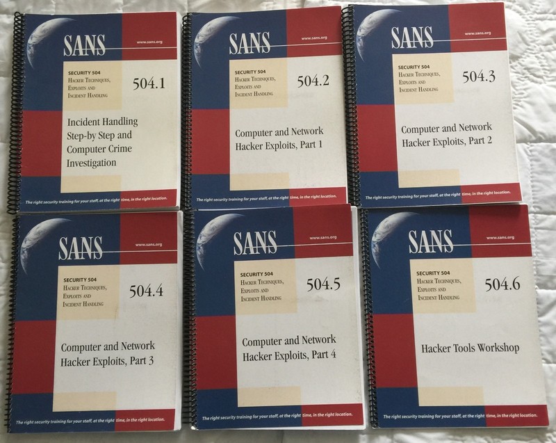 Security 504: Hacker Techniques, Exploits & Incident Handling by SANS-6-Vol Set