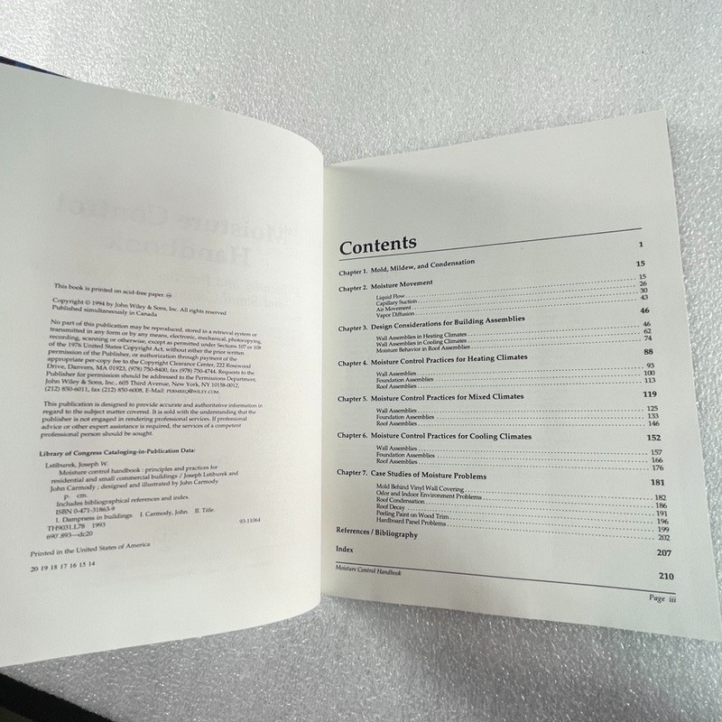Moisture Control Handbook by Joseph Lstiburek - Wiley 1996 - HC gallery