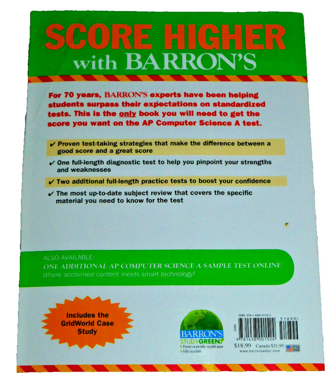 Barrons AP Computer Science A 6th Edition Test Exam Study Aid Prep Teukolsky gallery