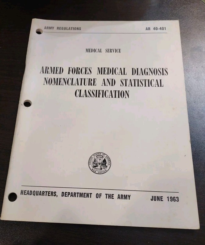 Armed Forces Book Med Diagnosis Nomenclature And Statistical Classification 63