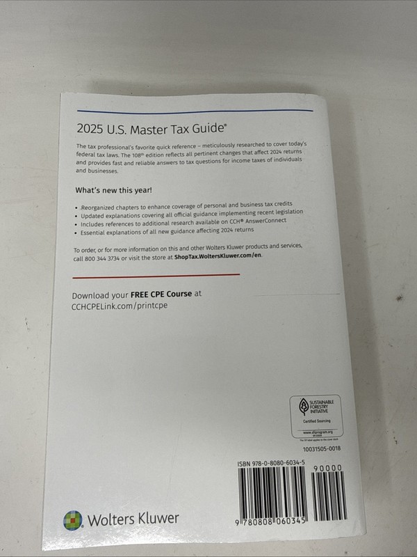 U.S. Master Tax Guide® (2025) - 108th Ed. Paperback, by Wolters Kluwer gallery