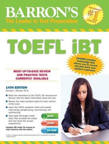 Barron’s TOEFL iBT with Audio CDs and CD-ROM, 14th Edition – VERY GOOD