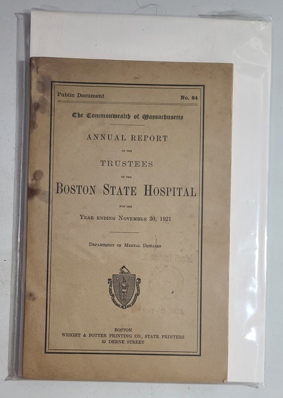 Boston State Hospital Annual Reports 1921-1940 Massachusetts