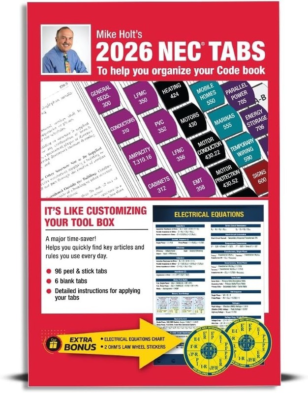 Mike Holt’s Electrical Code Tabs, Based on The 2026 NEC