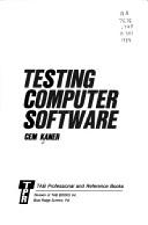 Testing Computer Software Hardcover Cem Kaner