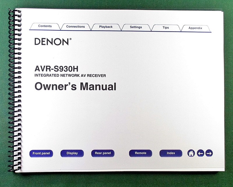 Denon AVR-S930H Instruction Manual: Full Color 275 Pages & Protective Covers!