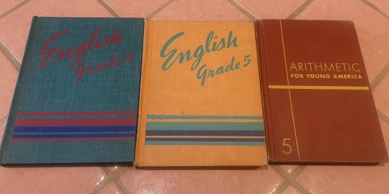 Lot 3 Vintage Textbooks English Grade 6, English and Arithmetic Grade 5 1948/49