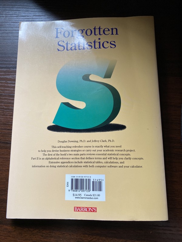 Forgotten Statistics by Jeffrey Clark and Douglas D. Downing (1996, Trade... gallery