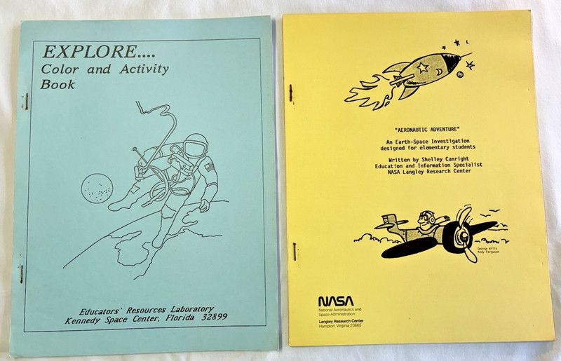 LOT OF 2 NASA ELEMENTARY SCHOOL TEACHER WORKSHEET BOOK ON SPACE AND AERONAUTICS