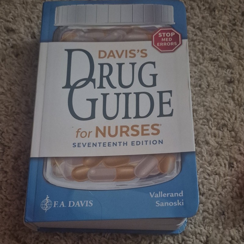 Davis’s Drug Guide for Nurses 17th Ed Vallerand Sanoski Hardcover F.A. Davis