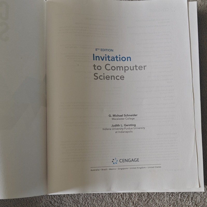 Cengage Invitation to Computer Science 8th Edition Schneider Gersting Paperback gallery