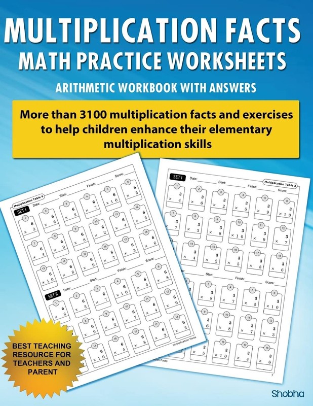 Multiplication Facts Math Worksheet Practice Arithmetic Workbook With Answer…