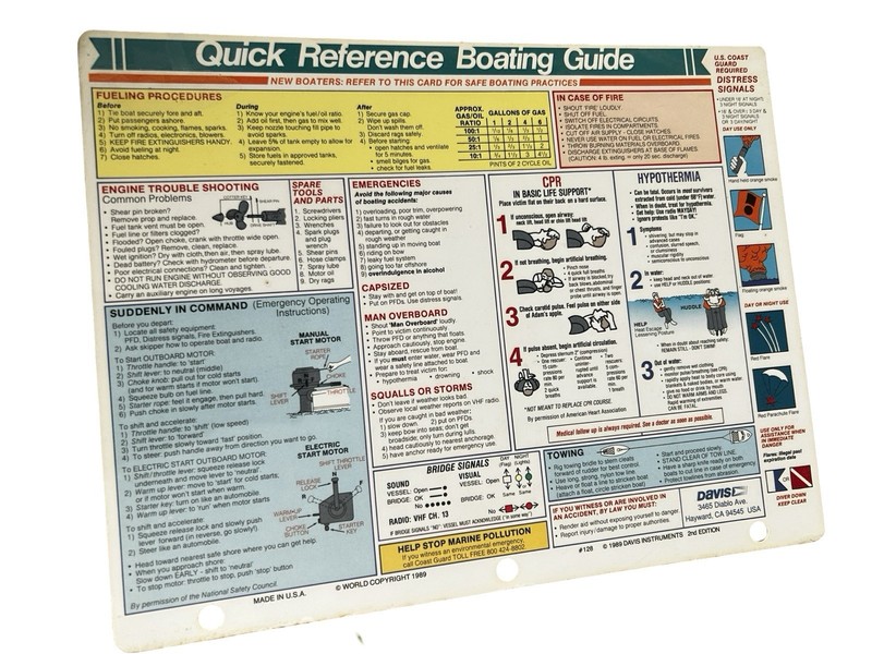 4 Davis Quick Reference Cards Navigation Rules Boating Guide Coastwise Piloting gallery