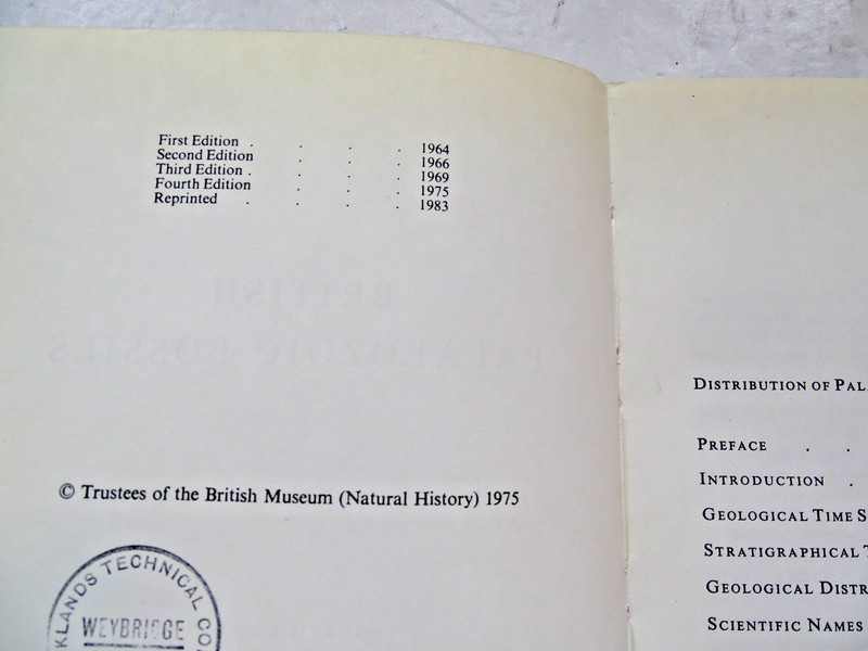 British Palaeozoic Fossils - Natural History Museum Hardback - Ex Lib - 1983 gallery