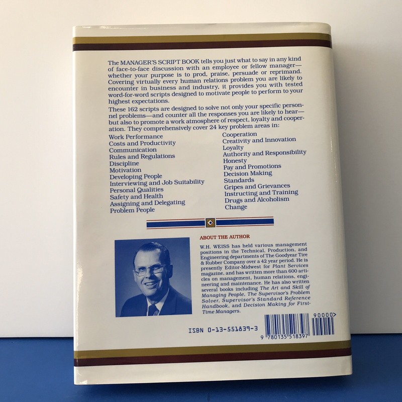 Managers Script Book: Word Scripts for Exact Word to Say W.H. Weiss 1990 gallery