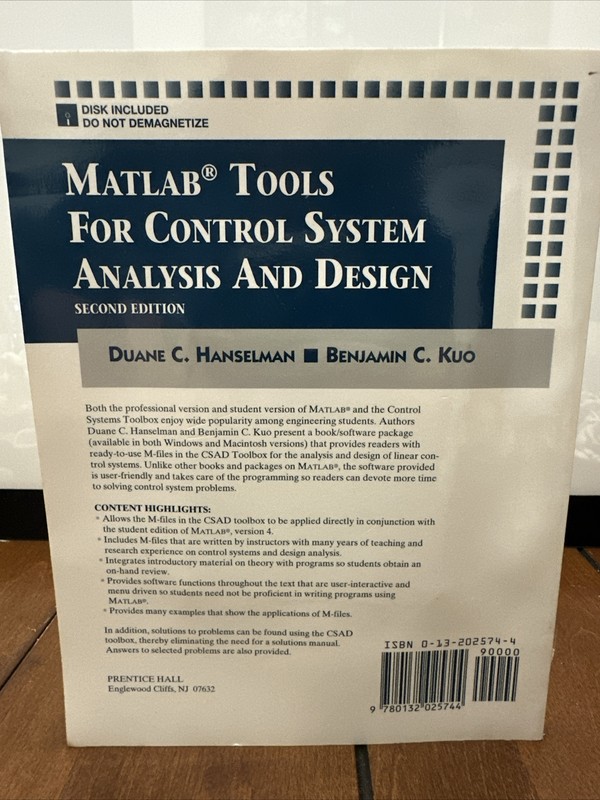 Matlab Tools for Control System Analysis and Design/Book and Sealed Disk MAC gallery