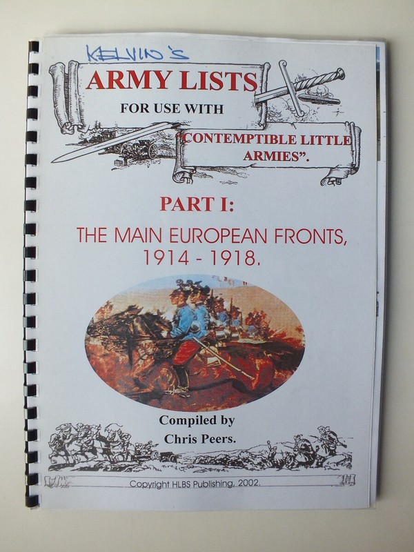 Army Lists for "Contemptible Little Armies" Part 1: Main European Fronts
