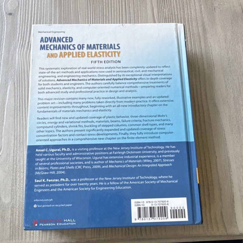 Advanced Mechanics of Materials Fifth Edition Ugural Fenster Hardcover gallery