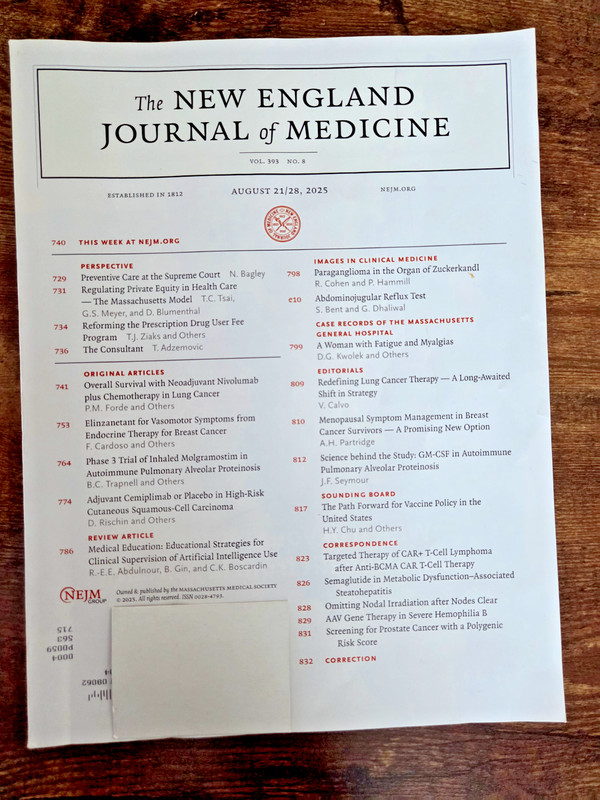 2025 New England Journal of Medicine NEJM Issues (Vol 392 / 393) *YOU PICK*