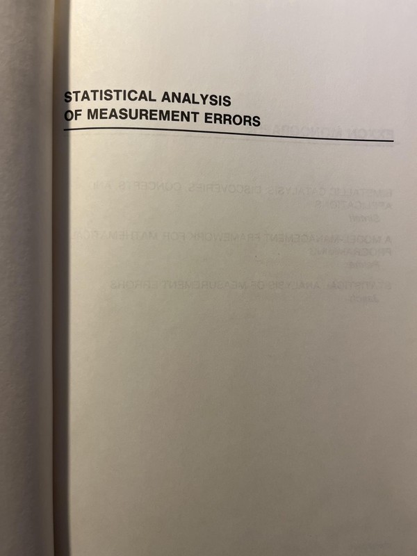 Statistical Analysis of Measurement Errors (Exxon Monographs Series)
