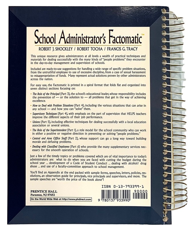 School Administrator's Factomatic by Robert Tocha, Robert J. Shockley 376 Pages gallery
